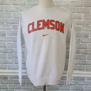 Nike White Clemson Tigers Club Fleece Sweatshirt Mens Med Collegiate Athletic